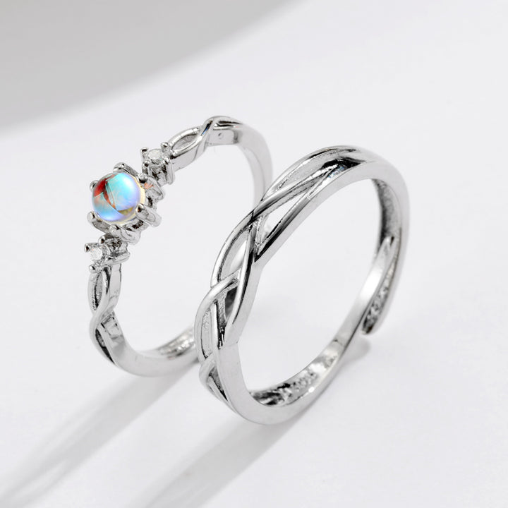 Moonstone Concentric Couples Pair Sterling Silver – Stylish Gifts — 1