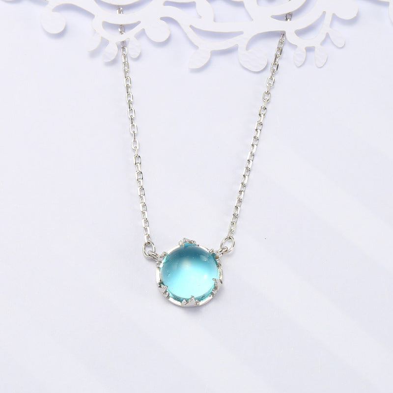 Sterling Silver Simple Round Moonstone Aurora – Jewelry Gift Ideas — 1