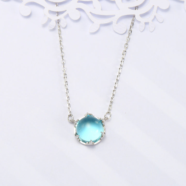 Sterling Silver Simple Round Moonstone Aurora – Jewelry Gift Ideas — 1