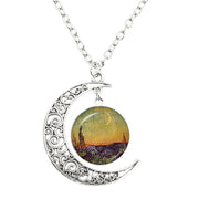 Van Gogh Starry Night Painting Moon Necklace – Jewelry Gift Ideas — 18