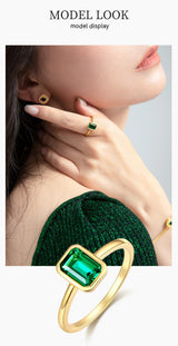 Female 925 Pure Women's Emerald Ring – Gifts for Her — 3