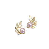 Olive Branch Aurora Pearl Zirconia Stud Earrings – Meaningful Gifts — 3