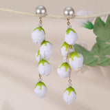 Colorful Green Bud Long Female Stud Earrings – Gifts for Her — 4