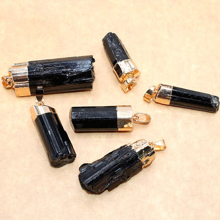 Irregular Natural Stone Schorl Pendant – Jewelry Gift Ideas — 1