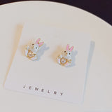 Sweet Cute Rabbit Stud Earrings 925 Silver – Gifts for Pet Lovers — 9
