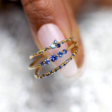 Micro-inlaid Zircon Ring Thin Star Sapphire – Gifts for Her — 4