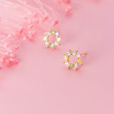 Female Colorful Diamond Sun S925 Silver Ear Stud – Gifts for Her — 1