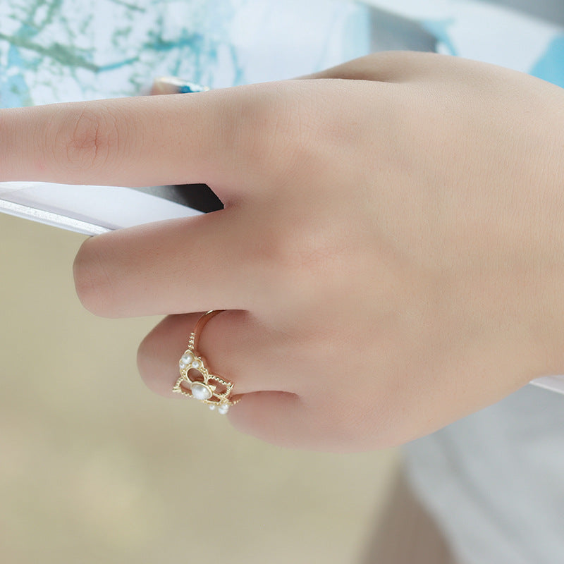 French Vintage Pearl Hollow Ring – Unique Gift Ideas — 1