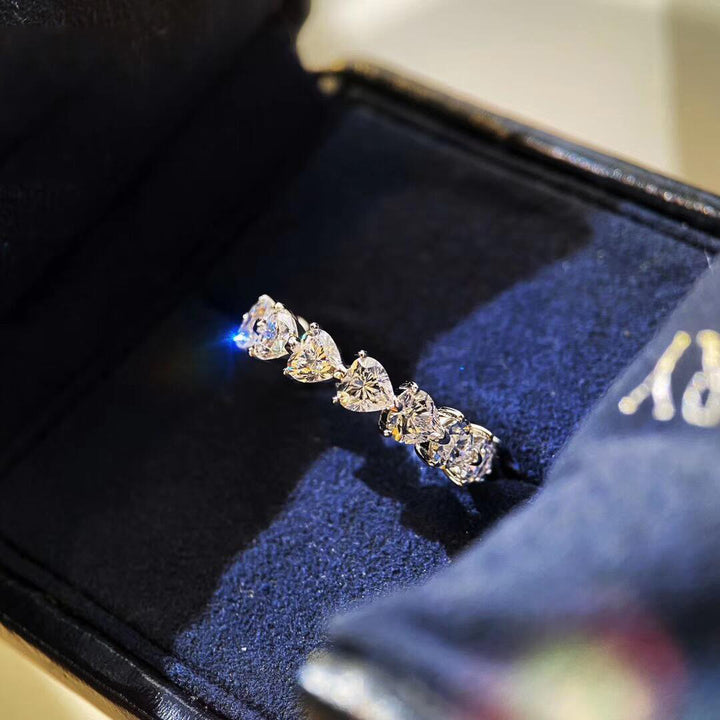 Heart-shaped Diamond Row Diamond Ring Fashion Love – Stylish Gifts — 1