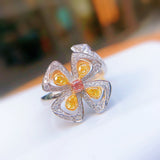 Yellow Diamond Four-leaf Clover Crystal Female Ring – Gifts for Her — 5