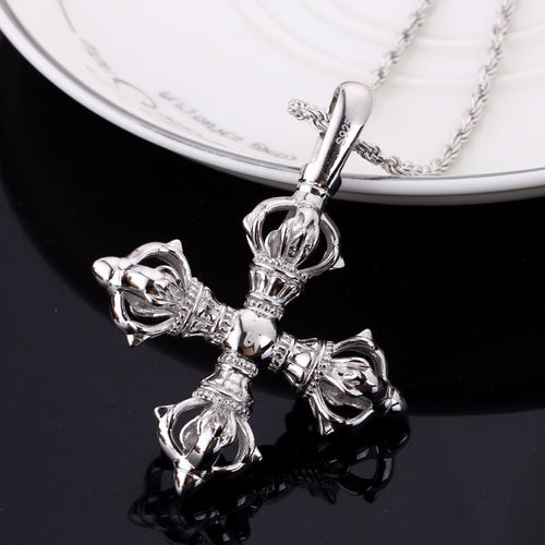 925 Silver Cross Vajra Pestle Five Pendant Men's – Jewelry Gift Ideas — 1