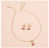Temperament Cute Gem Cherry Necklace Earring Set – Jewelry Gift Ideas — 4