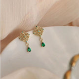 Silver Plated Emerald Stud Earrings Chinese Vintage – Useful Gifts — 2
