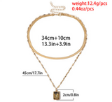 Ladies Square Gem Simple Double Necklace – Jewelry Gift Ideas — 4