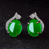 Vintage Emerald Chalcedony Simple Temperament Earrings – Useful Gifts — 3
