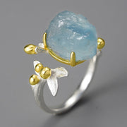 Natural Aquamarine Flower Adjustable Ring – Special Occasion Gifts — 3