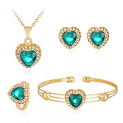 Jewelry Set Peach Heart Rhinestone Earrings Love – Jewelry Gift Ideas — 5
