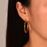 18K Gold-plated Dense Emboss Round Ring Earrings – Holiday Gift Ideas — 2