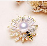 Real Pearl Corsage Fashion Wild Flower Bee Brooch – Stylish Gifts — 4