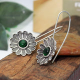 Ancient Silver Lotus Emerald Earrings – Everyday Gifts — 4