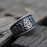 Mythical Viking Yong Odin Logo Men's Ring Viking Rune – Gifts for Him — 6