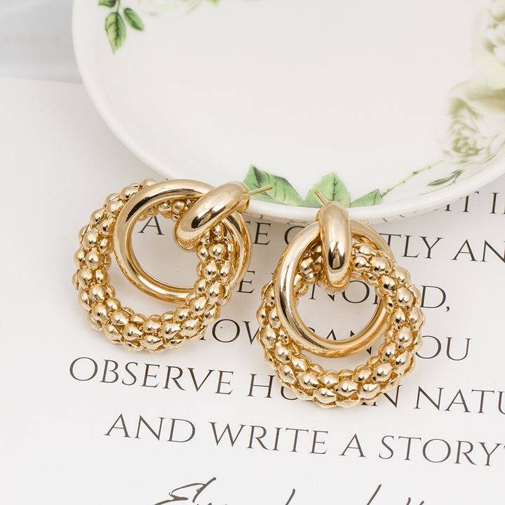 Fashion Round Earrings Simple Cross Metal – Stylish Gifts — 1