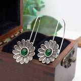 Ancient Silver Lotus Emerald Earrings – Everyday Gifts — 5