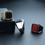 Men's stainless steel black agate ring – Gifts for Him — 4