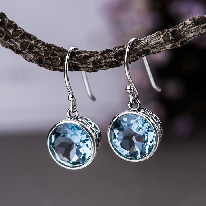Crystal Square Sea Blue Simple Earrings – Birthday Gifts — 1