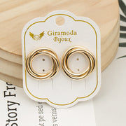 Fashion Round Earrings Simple Cross Metal – Stylish Gifts — 15