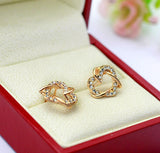 Luxury Gold Heart Rose Gold Color Stud Earrings – Practical Gifts — 3