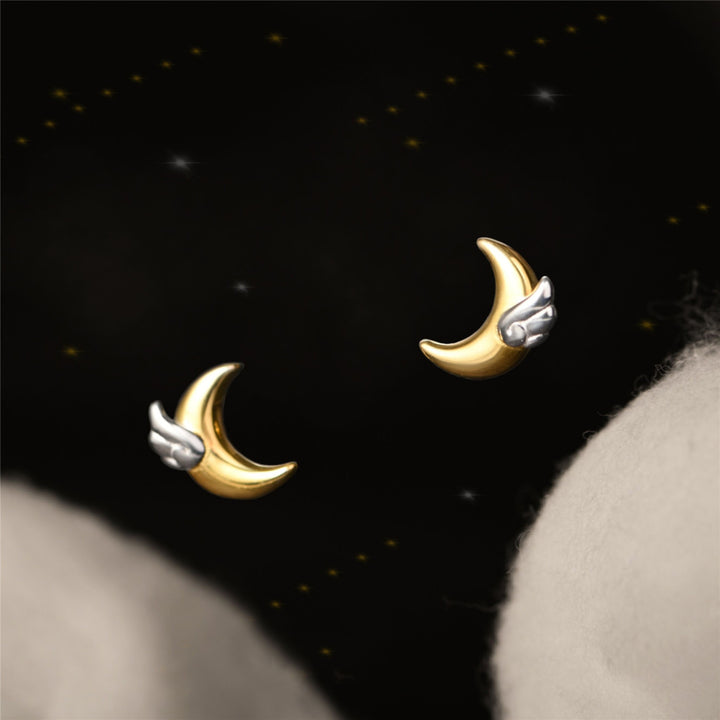 S925 Silver Dreams Come True Moon Wing Stud – Holiday Gift Ideas — 1