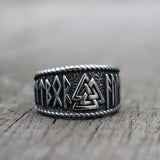 Mythical Viking Yong Odin Logo Men's Ring Viking Rune – Gifts for Him — 7