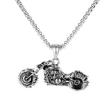 Skull Head Flame Motorcycle Necklace – Jewelry Gift Ideas — 3