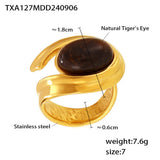 Tigereye C- Shaped Earrings Open Ring – Practical Gifts — 8
