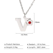 Flower Rhinestone-encrusted 26 Letter Necklace – Jewelry Gift Ideas — 19