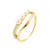 Natural Freshwater Pearl Double Layer Ring – Birthday Gifts — 3