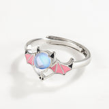 Silver Blue Moonlight Stone Angel Demon Ring – Everyday Gifts — 3