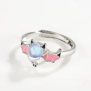 Silver Blue Moonlight Stone Angel Demon Ring – Everyday Gifts — 3