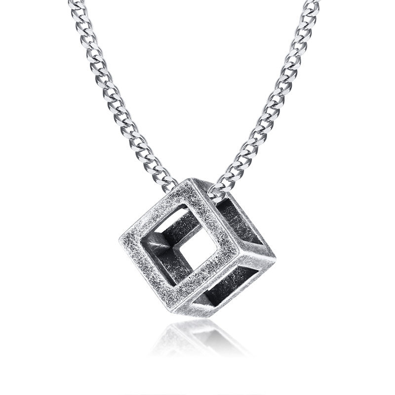 Titanium Steel Black Triangle Square Necklace – Jewelry Gift Ideas — 1