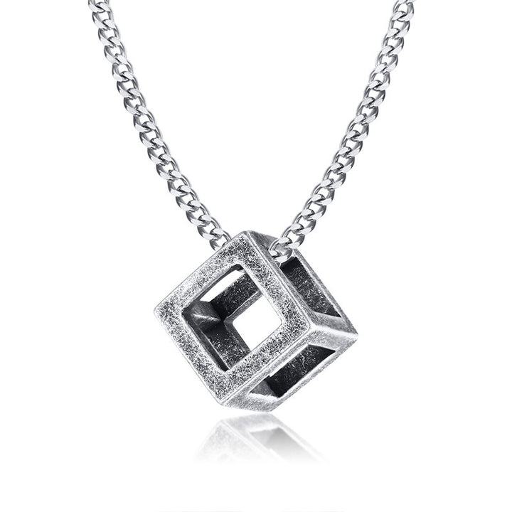 Titanium Steel Black Triangle Square Necklace – Jewelry Gift Ideas — 1