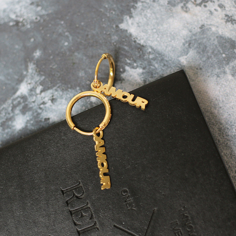 AMOUR Paris French Alphabet Hollow Small Earrings – Gift Ideas — 1