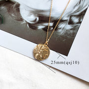 Simple Vintage Carved Coin Pendant Necklace – Jewelry Gift Ideas — 5