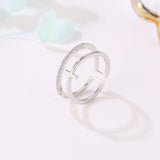 Simple Multi-layer Cross Gold-plated Inlaid Ring – Practical Gifts — 7