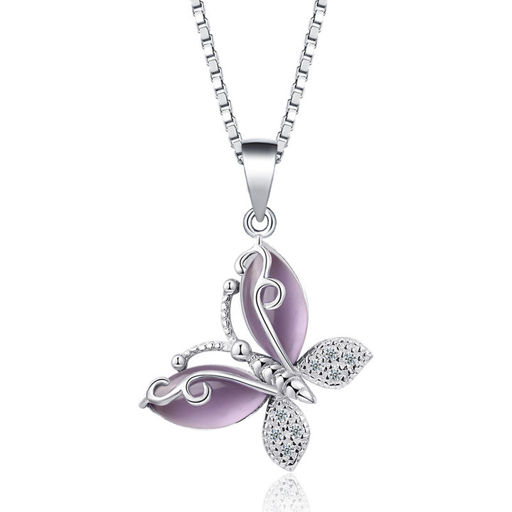 Korean Butterfly Crystal Pendant Necklace – Jewelry Gift Ideas — 1