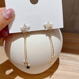 Silver Needle Star Tassel Earrings Long Earrings – Stylish Gifts — 2
