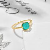 Natural Square Turquoise White Crystal Ring – Meaningful Gifts — 3