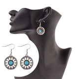 Round Turquoise Alloy Earrings – Birthday Gifts — 2