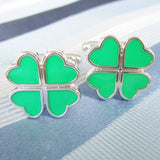 Lucky Clover Enamel Cufflinks Men's French Shirt – Gifts for Him — 1