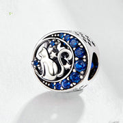 Sterling Silver Scattered Beads Moon Cat Europe – Cat Lover Gifts — 1